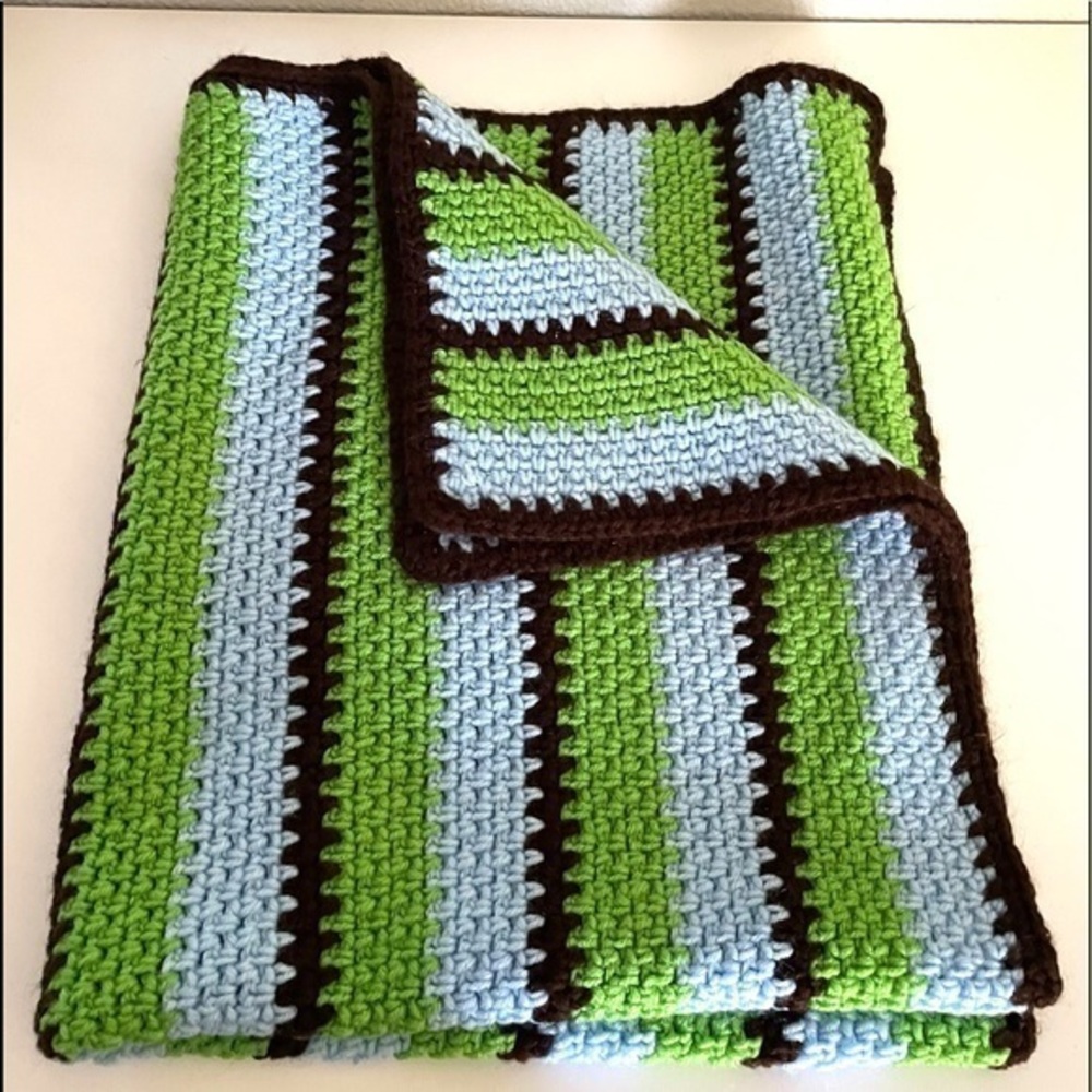 RETRO Crochet granny striped Afghan throw blanket
